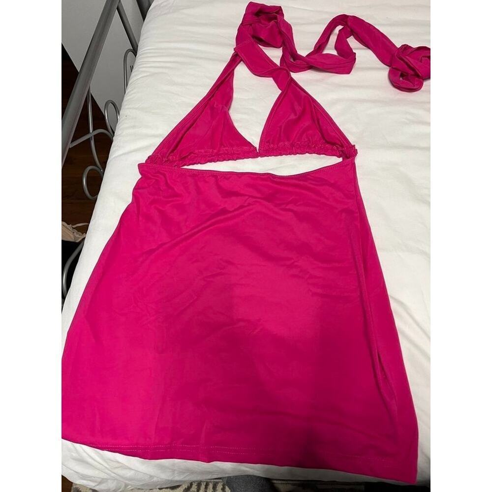 Hot Pink Cutout Bodycon Mini Dress Size XL - Picture 4 of 7